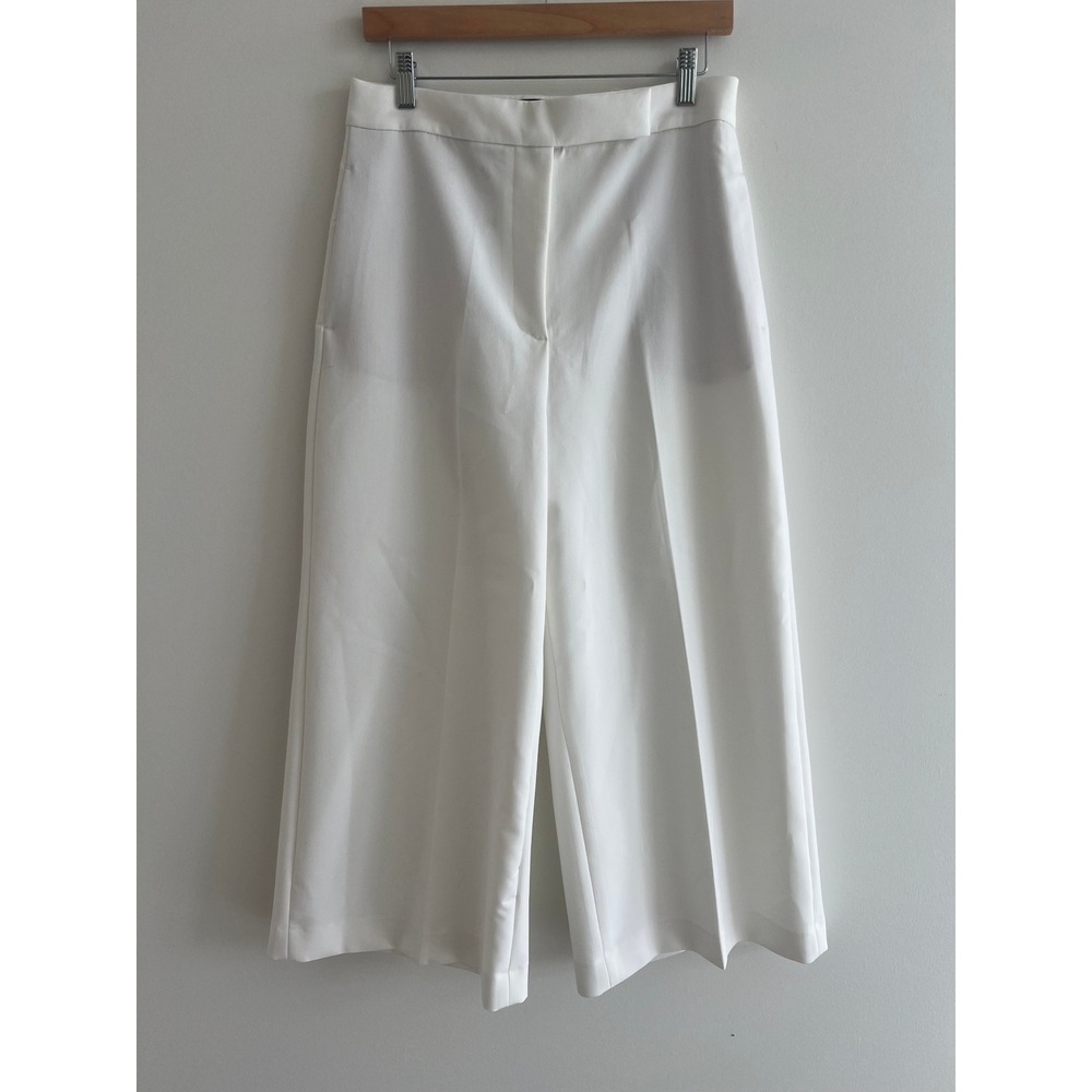NWT ZARA White High Waisted Wide Leg Culottes Cropped Trousers Minimalist